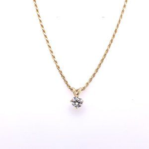 14K Yellow Gold Diamond Pendant Necklace